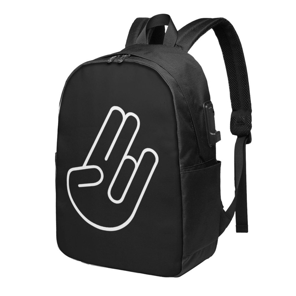 AMZWZSH JDM Hand Sign Travel Laptop Backpack Bag with USB Charging Port 17 Inch Computer Business Backpacks for Women Men Work College Gift,Casual Daypack,Black