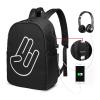 AMZWZSH JDM Hand Sign Travel Laptop Backpack Bag with USB Charging Port 17 Inch Computer Business Backpacks for Women Men Work College Gift,Casual Daypack,Black view 3
