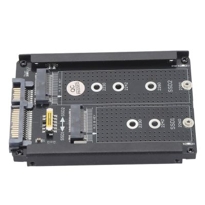 BONKZEBU Dual NGFF B M Key M.2 SSD Card, 6Gbps III Interface 2.5inch Combo HDD Disk Drive Enclosure for 2230 2242 2260, Dual M2 SSD to Adapter, NGFF B Key Converter
