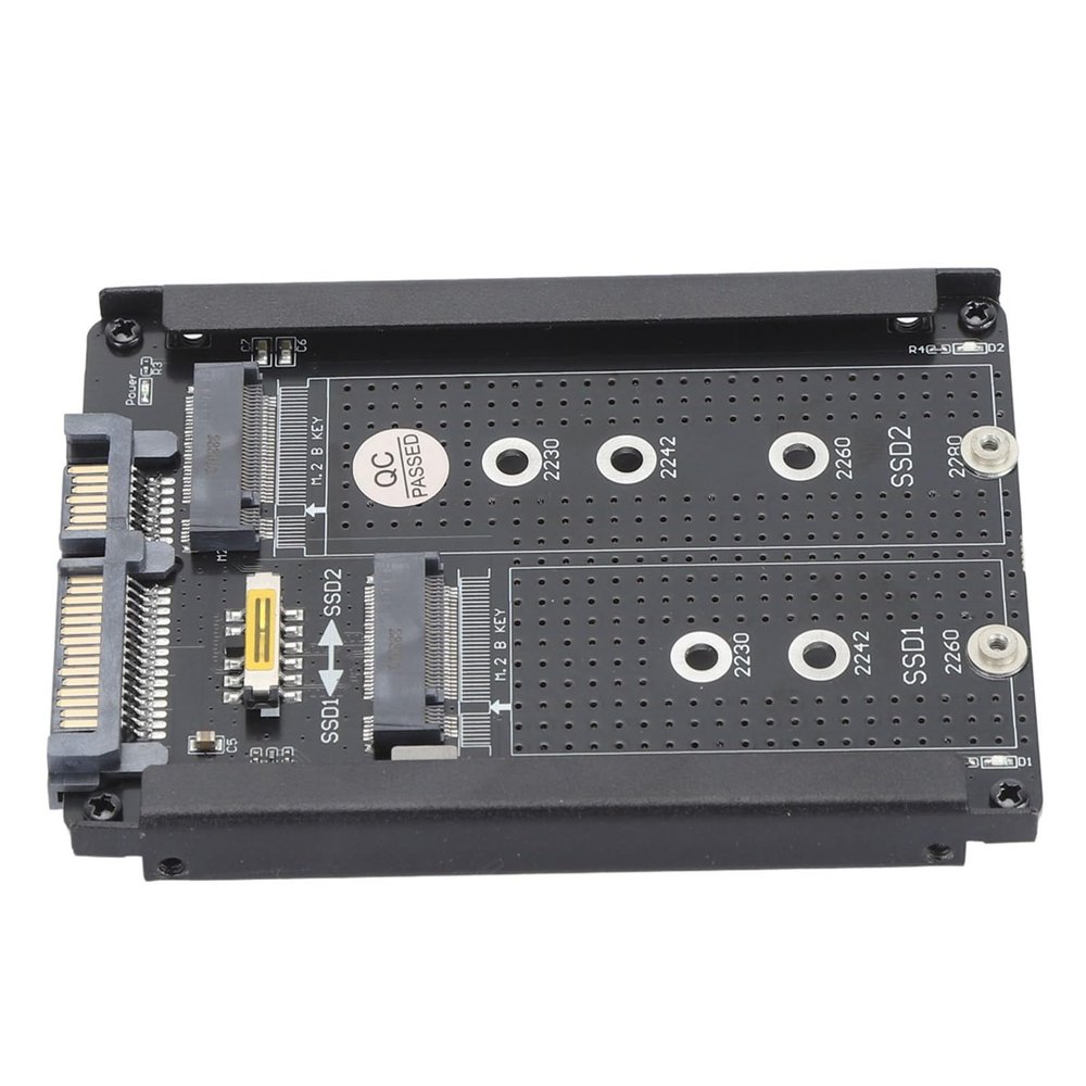 BONKZEBU Dual NGFF B M Key M.2 SSD Card, 6Gbps III Interface 2.5inch Combo HDD Disk Drive Enclosure for 2230 2242 2260, Dual M2 SSD to Adapter, NGFF B Key Converter