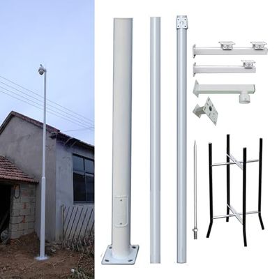 Universal Galvanized Steel Surveillance Camera Pole, Adjustable Height for Outdoor Monitoring, Ideal for Backyard and Highway Security