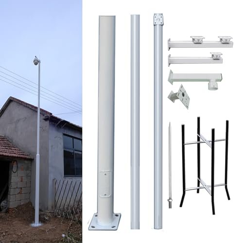 Universal Galvanized Steel Surveillance Camera Pole, Adjustable Height for Outdoor Monitoring, Ideal for Backyard and Highway Security