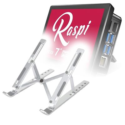 BoxWave Stand and Mount Compatible with UPERFECT Raspberry Pi Touchscreen Monitor UP-MDS-101B06 (10.1 in) - Compact QuickSwitch Stand, Portable Multi Angle Viewing Foldable Riser - Metallic Silver