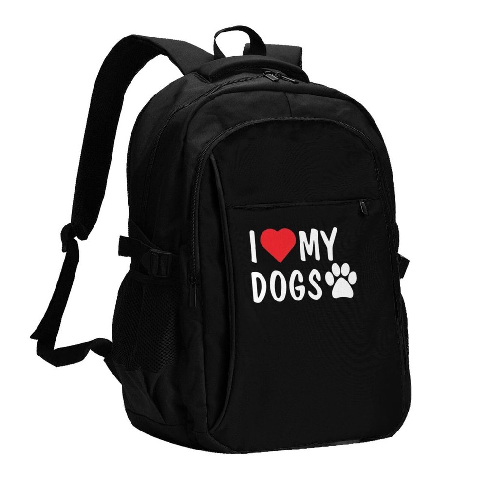 AMZWZSH I Love My Dog Paw Travel Laptop Backpack Bag with USB Charging Port 17 Inch Computer Business Backpacks for Women Men Work College Gift,Casual Daypack,Black Large