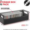 Stock Your Home 12- Pack CD Storage Box, Organizer Shelf for Movie Cases, DVDs, Cassette Tape Display Stand, Disc Holder Can Store Up to 40 CDs, Faux Leather (Black with Gray Interior) view 2
