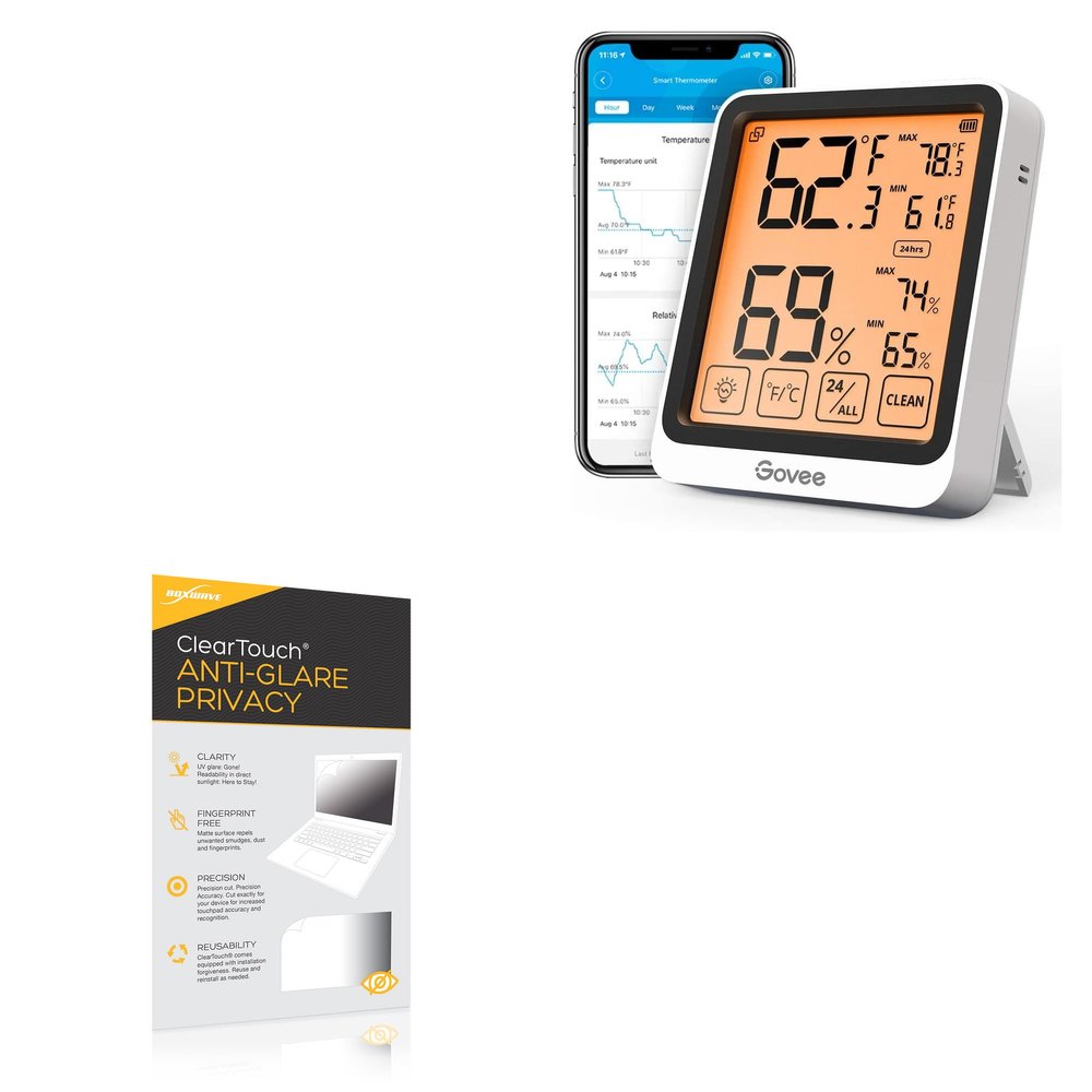 BoxWave Screen Protector Compatible With Govee H5177 - ClearTouch Anti-Glare Privacy (2-Pack), Privacy Screen Protector Flexible Film Anti-Glare