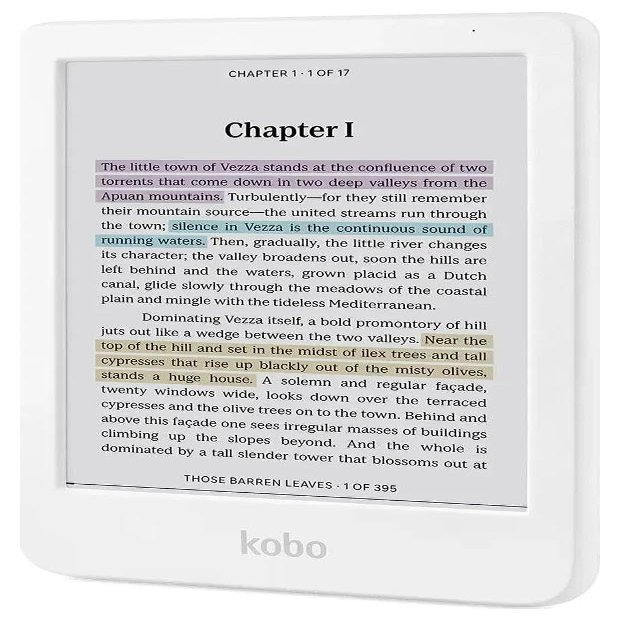 Kobo Clara Colour | Colour eReader | 6" Glare-Free Colour and Ink Kaleido 3 Display | Dark Mode Option | Waterproof | Audiobooks | 16GB of Storage | White