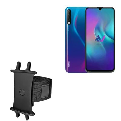 BoxWave Holster Compatible with Tecno Phantom 9 - ActiveStretch Sport Armband, Adjustable Armband for Workout and Running - Jet Black