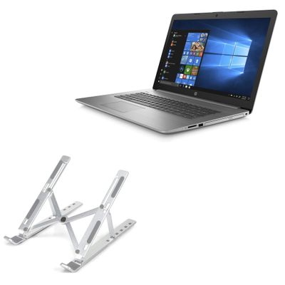 BoxWave Stand and Mount Compatible with HP 470 G7 (17.3 in) - Compact QuickSwitch Stand, Portable Multi Angle Viewing Foldable Riser - Metallic Silver