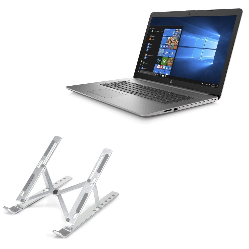 BoxWave Stand and Mount Compatible with HP 470 G7 (17.3 in) - Compact QuickSwitch Stand, Portable Multi Angle Viewing Foldable Riser - Metallic Silver