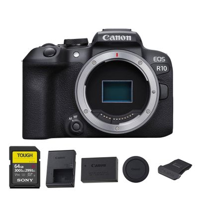 Canon EOS R10 Mirrorless Camera  Compact APS-C RF-Mount Camera with 24.2MP Sensor, 4K Video & Dual Pixel CMOS AF II (5331C002) + 64GB Memory Card + Canon Shoulder Bag