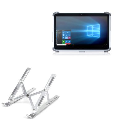 BoxWave Stand and Mount Compatible with DT-Research 313MD - Compact QuickSwitch Stand, Portable Multi Angle Viewing Foldable Riser - Metallic Silver