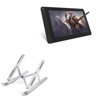 BoxWave Stand and Mount Compatible With Huion Kamvas 13 - Compact QuickSwitch Stand, Portable Multi Angle Viewing Foldable Riser - Metallic Silver