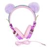 Uonlytech Rhinestone Glitter Headphones with Mic Adjustable Ear Headset for Boys and Soft Comfortable Earmuffs Furry Ball Design for School and Home Use view 1