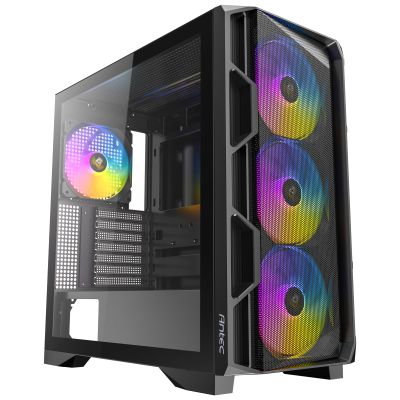 Antec AX1000 ARGB, 4 x 140mm ARGB PWM Fans Included, Fan Controller, Up to 9 Fans Simultaneously, Type-C 3.2, Full-View Tempered Glass Side Panel, 360mm Radiator Support, Mid-Tower ATX PC Case