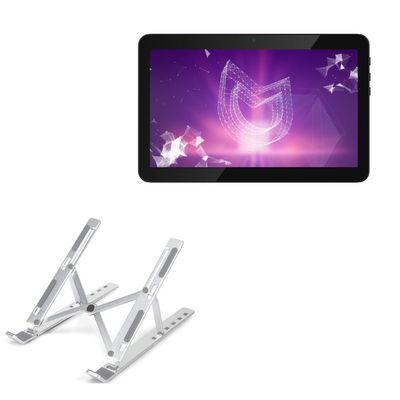 BoxWave Stand and Mount Compatible with Irbis TZ170 - Compact QuickSwitch Stand, Portable Multi Angle Viewing Foldable Riser - Metallic Silver