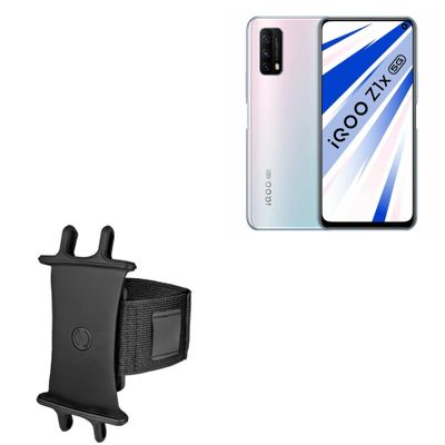 BoxWave Holster Compatible with vivo iQOO Z1x - ActiveStretch Sport Armband, Adjustable Armband for Workout and Running - Jet Black