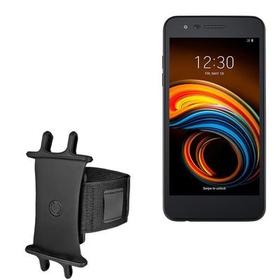 BoxWave Holster Compatible with LG K8S - ActiveStretch Sport Armband, Adjustable Armband for Workout and Running - Jet Black