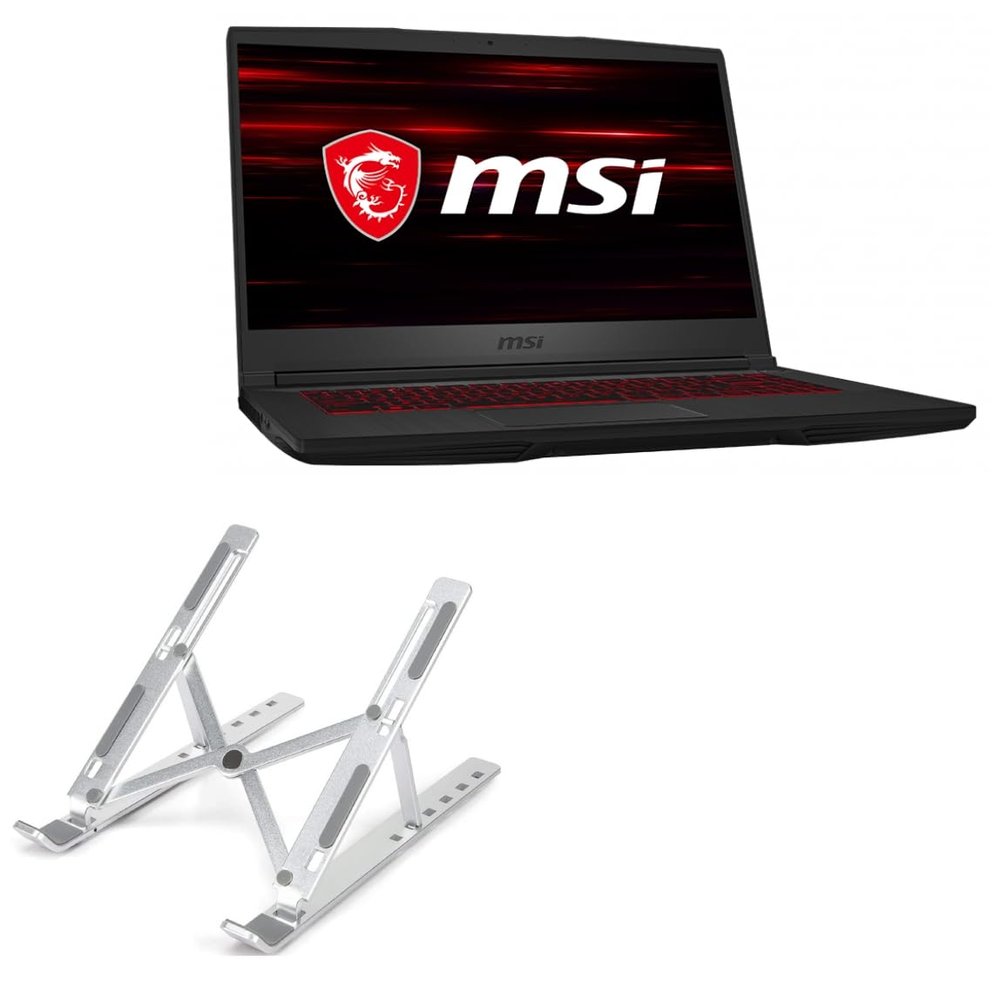 BoxWave Stand and Mount Compatible With MSI GF65 Thin - Compact QuickSwitch Stand, Portable Multi Angle Viewing Foldable Riser - Metallic Silver