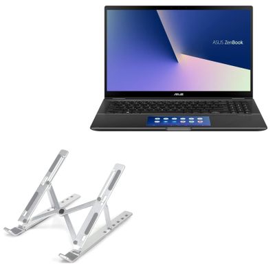 BoxWave Stand and Mount Compatible with ASUS ZenBook Flip 15 UX563FD - Compact QuickSwitch Stand, Portable Multi Angle Viewing Foldable Riser - Metallic Silver