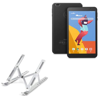 BoxWave Stand and Mount Compatible with Vankyo MatrixPad S8 - Compact QuickSwitch Stand, Portable Multi Angle Viewing Foldable Riser - Metallic Silver
