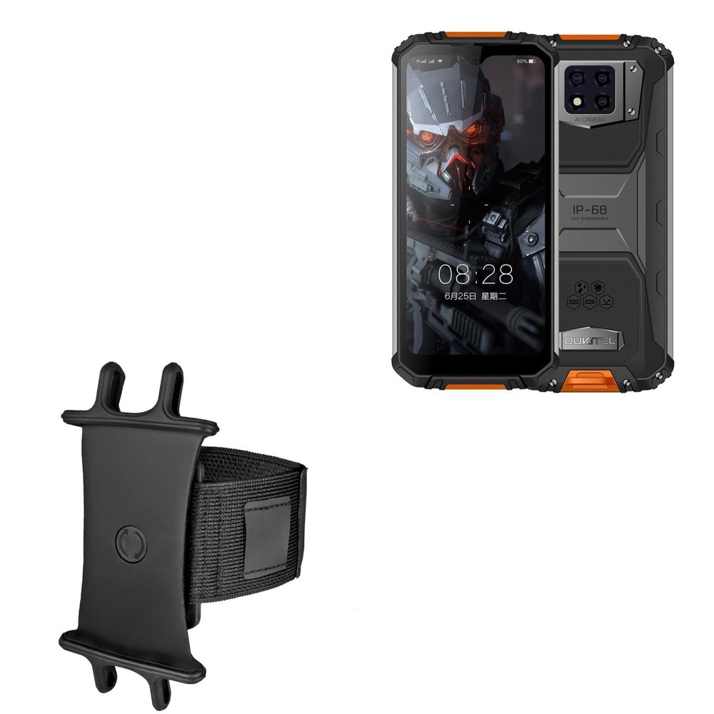 BoxWave Holster Compatible with Oukitel WP6 - ActiveStretch Sport Armband, Adjustable Armband for Workout and Running - Jet Black