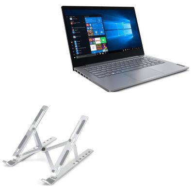 BoxWave Stand and Mount Compatible with Lenovo ThinkBook 15 Gen 1 (15 in) - Compact QuickSwitch Stand, Portable Multi Angle Viewing Foldable Riser - Metallic Silver