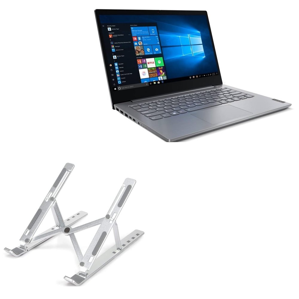 BoxWave Stand and Mount Compatible with Lenovo ThinkBook 15 Gen 1 (15 in) - Compact QuickSwitch Stand, Portable Multi Angle Viewing Foldable Riser - Metallic Silver