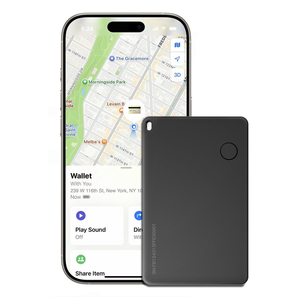 Wallet Tracker Card, Rechargable, Works with Apple Find My, iPhone (iOS Only), Bluetooth Item Locator for Luggage, Bags, Passport, IP68 Waterproof (1 Pack)