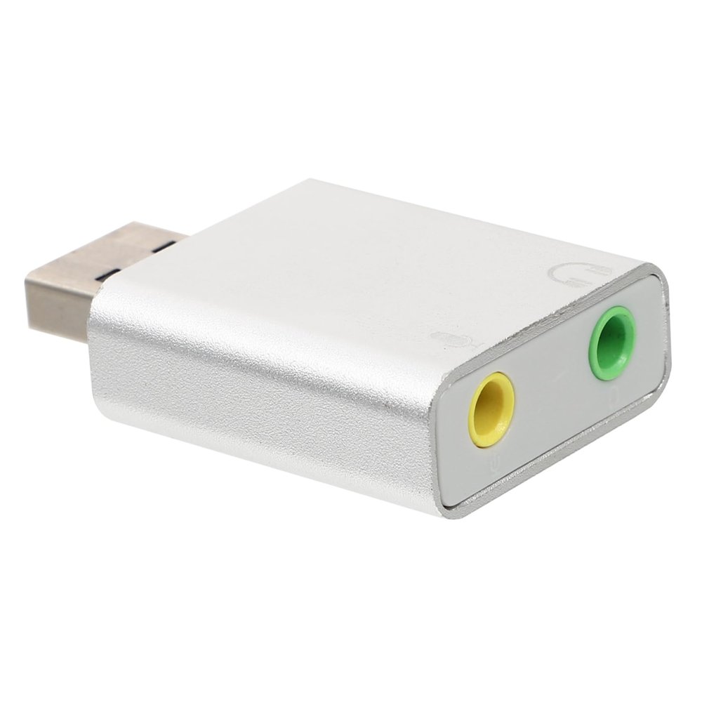 Balacoo Aluminum USB Audio Adapter Channel External Sound Card with Headphone and Microphone Jack No Driver Needed Compact Lightweight Design for Laptop Gaming and Streaming