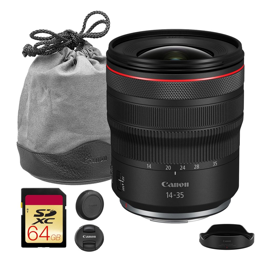 Canon RF 14-35mm f/4 L is USM Lens  Ultra-Wide Zoom Lens with Image Stabilization for Travel, Architecture & Landscape Photography (4857C002) + 64GB Memory Card