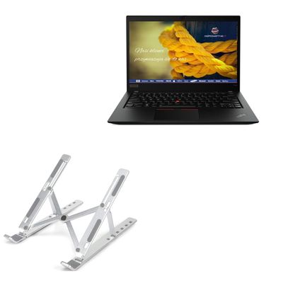 BoxWave Stand and Mount Compatible with Lenovo ThinkPad T14s (14in) - Compact QuickSwitch Stand, Portable Multi Angle Viewing Foldable Riser - Metallic Silver