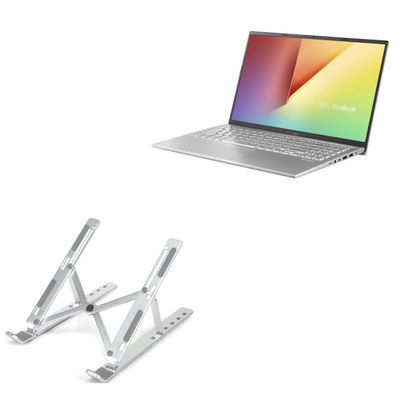 BoxWave Stand and Mount Compatible with ASUS VivoBook 15 X512FB - Compact QuickSwitch Stand, Portable Multi Angle Viewing Foldable Riser - Metallic Silver
