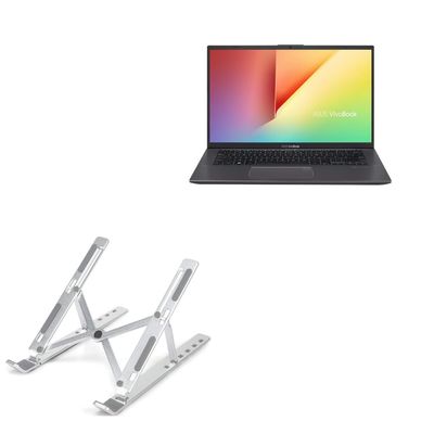 BoxWave Stand and Mount Compatible with ASUS VivoBook 14 X412FA - Compact QuickSwitch Stand, Portable Multi Angle Viewing Foldable Riser - Metallic Silver