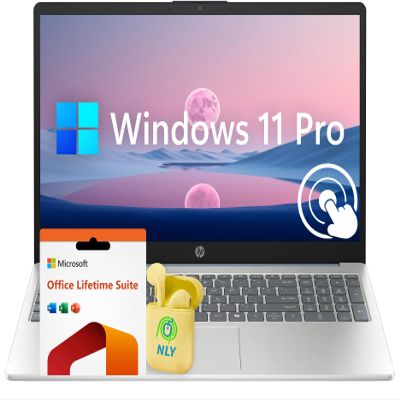HP Laptop 15 Inch FHD Touchscreen Business Laptop, Intel 8-Core i3-N305 Processor, 32GB RAM 2TB SSD, Windows 11 Pro with Microsoft Office Lifetime Suite, Numeric Keypad, NLY Earphones, Moonlight Blue