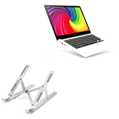 BoxWave Stand and Mount Compatible with Chuwi LapBook (14.1 in) - Compact QuickSwitch Stand, Portable Multi Angle Viewing Foldable Riser - Metallic Silver