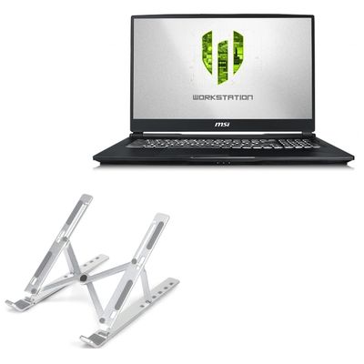 BoxWave Stand and Mount Compatible with MSI WE75 - Compact QuickSwitch Stand, Portable Multi Angle Viewing Foldable Riser - Metallic Silver