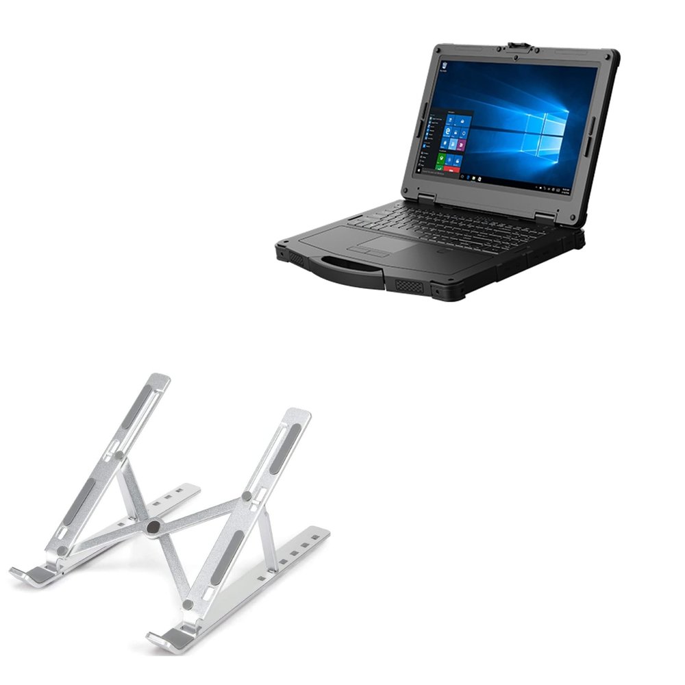 BoxWave Stand and Mount Compatible with Emdoor EM-X15U - Compact QuickSwitch Stand, Portable Multi Angle Viewing Foldable Riser - Metallic Silver