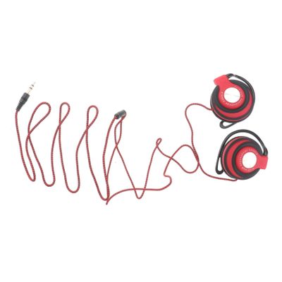 VOSAREA Wired Earhook Headset with Clip Design Noise Reducing Bass Earphones for Phone Computer Tv DVD Durable Cable and Comfortable Ear Pads Red