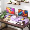 Elephance Dual Monitor Stand with USB Ports,Wood Computer Monitor Stand with Drawer,Adjustable Monitor Stand Riser,Desk Organizer for PC,Computer,Laptop,Purple Pink view 2