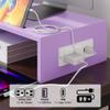 Elephance Dual Monitor Stand with USB Ports,Wood Computer Monitor Stand with Drawer,Adjustable Monitor Stand Riser,Desk Organizer for PC,Computer,Laptop,Purple Pink view 3