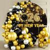DORCEV 7.5x7.5ft 2026 Happy New Year Round Backdrop Cover Bokeh Black and Gold Newyear Circle Backdrop Glitter NewYears Eve Party Decor Photography Background Cheers to New Year Photo Booth Props view 2