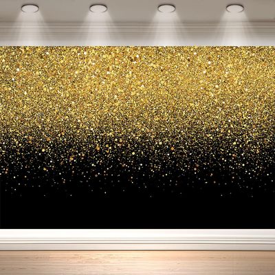 7x5 FT Black and Gold Backdrop for Photography Black and Gold Party Decorations Gold Glitter Birthday New Year Party Decor Background Photo Booth Props