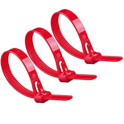 Adjustable Cable Straps, 50pcs Plastic Cable Ties Heavy Duty Reusable Cable Assorted Sizes(Red,150x4.8mm)
