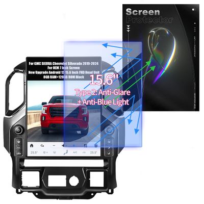 AUCARAUTO Anti Blue Light Eye Protection Screen Protector for AuCar 15.6" Car Radio Touchscreen, Compatible with GMC Sierra Chevrolet Silverado 2019-2024, Anti-Scratch & No Glare Protector Film (S2)
