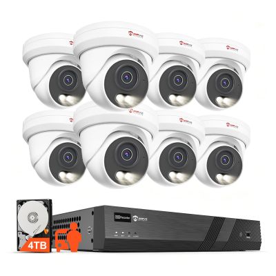 Anpviz 16 Channel NVR PoE Security Camera System, 12MP 4K 16CH Commercial NVR 4TB for Businesses, 8X 6MP Wired IP Turret Cameras Outdoor with AI Detection, Night Vision, Built in Mic, NDAA(U Series)