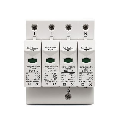 1pc AC SPD 4P AC 385V 20-40kA House Surge Protector Protection Protective Low-Voltage