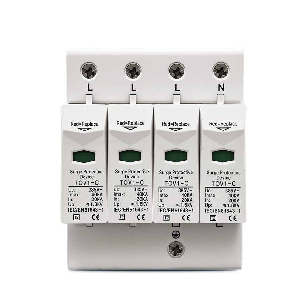 1pc AC SPD 4P AC 385V 20-40kA House Surge Protector Protection Protective Low-Voltage