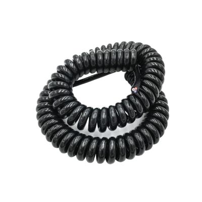 Black Wire Spring Spiral Cable Multi 2/3/4/5 Core Pins 0.3/0.5/1/2/2.5mm Power Cord Can Extend The Tensile Wires(2 Core,Stretch 1.2 Meter,22AWG 0.3mm2)