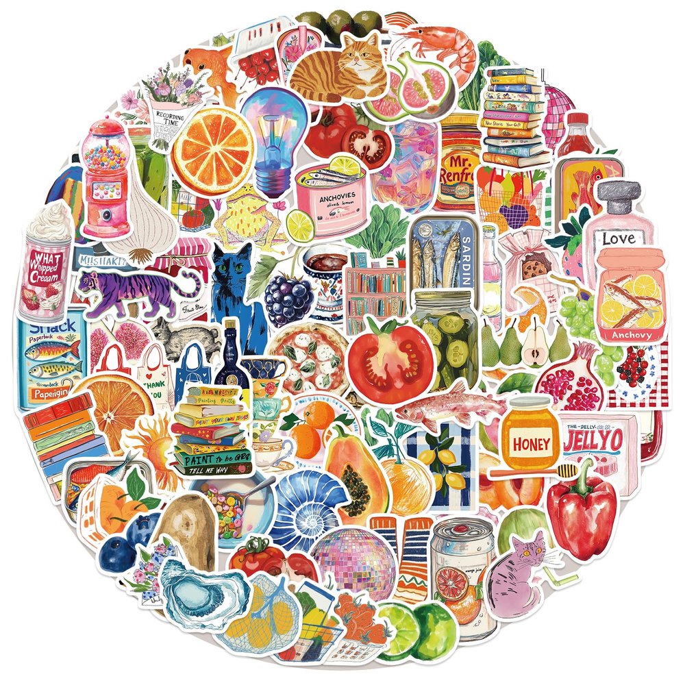 100Pcs Vintage Aesthetic Stickers Cute Girly Coquette Stickers Food Sticker Waterproof Vinyl Decals Laptop Water Bottles Journaling Scrapbooking Sticker Pack for Teens and Adults